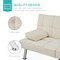 Best Choice Products Modern Linen Convertible Futon Sofa Bed w/ Removable Armrests, Metal Legs, Cupholders